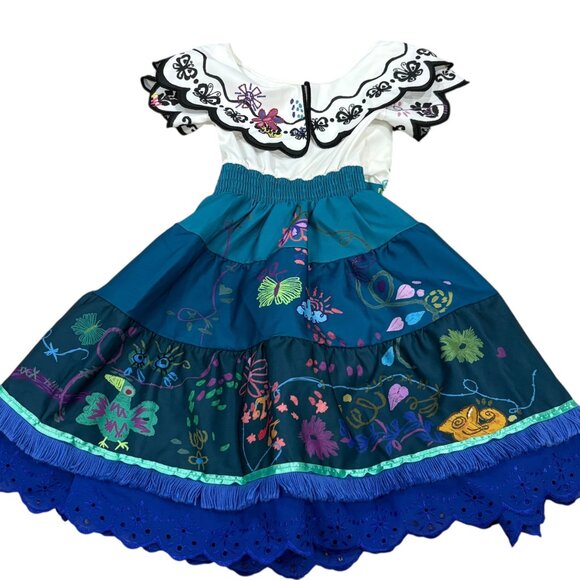 Disney Encanto Mirabel Dress Kids Size 4 Tiered Skirt & Ruffle Sleeve Embroidery - Picture 2 of 4